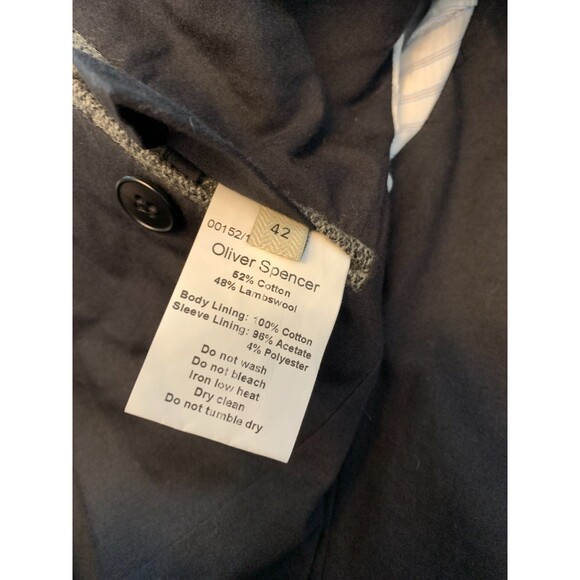 Oliver Spencer Tweed Blazer Mens 42R Herringbone Lambswool Unstructured Preppy - Picture 5 of 10
